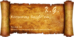 Korponay Gajána névjegykártya